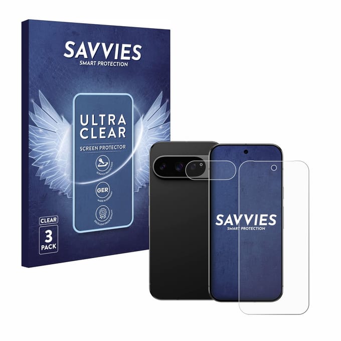 Savvies - Screenprotector voor Google Pixel 9 Pro (Voor+Camera) - Folie Beschermfolie transparant 6 Stuks