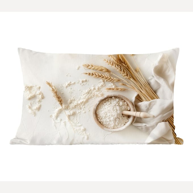 Sierkussens - Kussentjes Woonkamer - 60x40 cm - Bloem - Hout - Tarwe