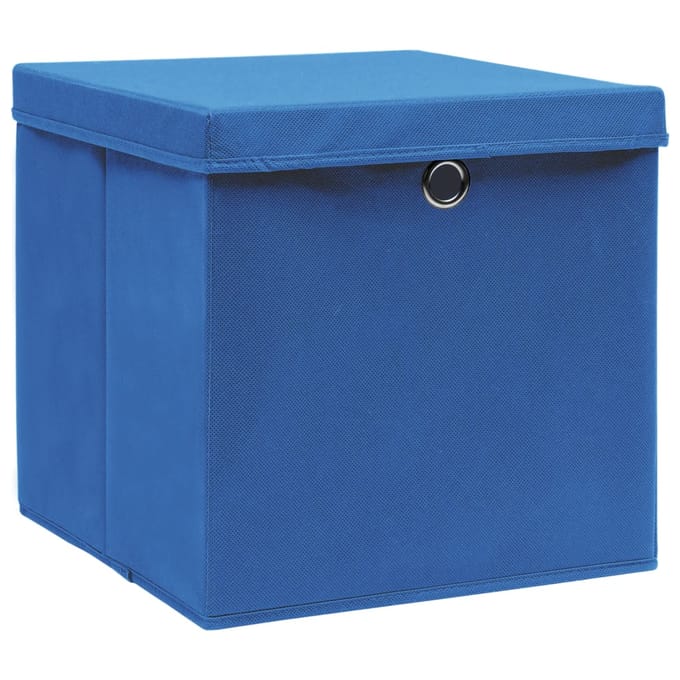 vidaXL - Opbergboxen - met - deksel - 4 - st - 28x28x28 - cm - blauw