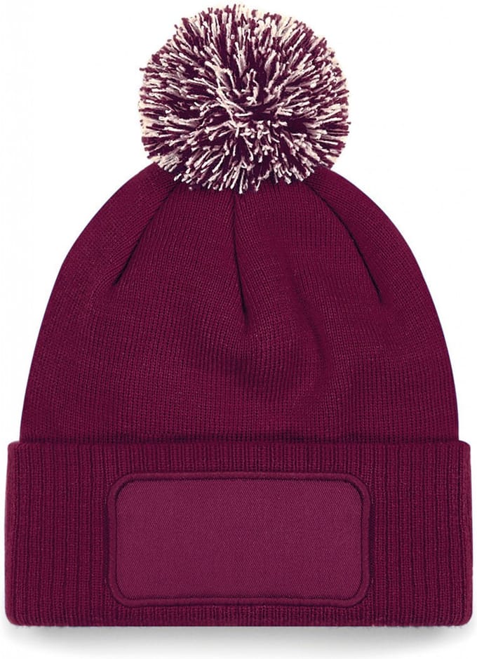 Beechfield Snowstar® patch beanie B443 - Burgundy / Off White - One size