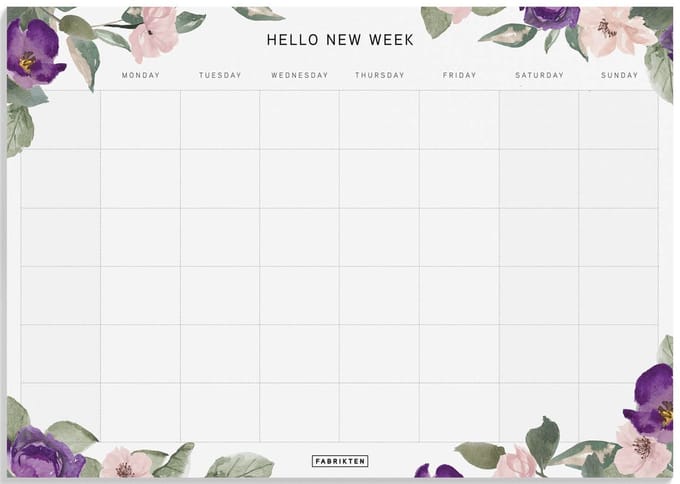 Fabrikten Weekplanner Bloemen - A4 - Engels - Familieplanner