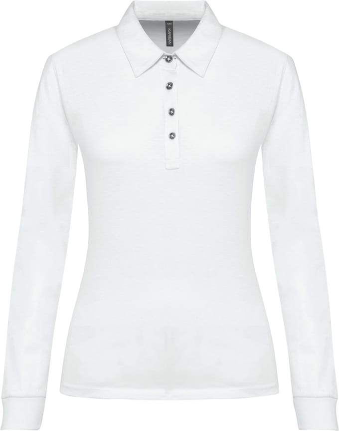 Kariban Damespolo lange mouwen van jersey K265 - White - M