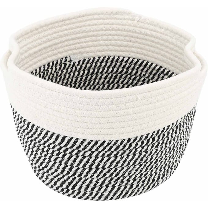 Opvouwbare Wasmand Multifunctioneel Grote Capaciteit Katoen Linnen Geweven Opvouwbare Wasmand 20x15cm / 7.9x5.9in wit