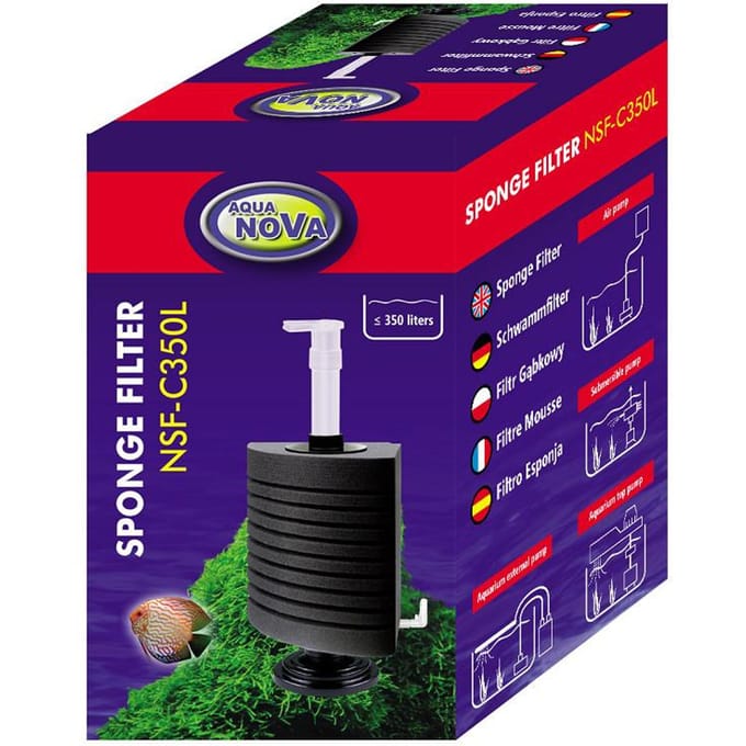 Aqua Nova - Aquariumfilter - Hoek sponsfilter - 350 L/H