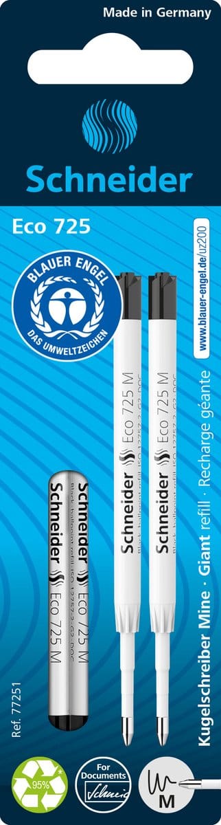 Schneider balpenvulling - Eco - zwart - 2 stuks op blister - S-77251