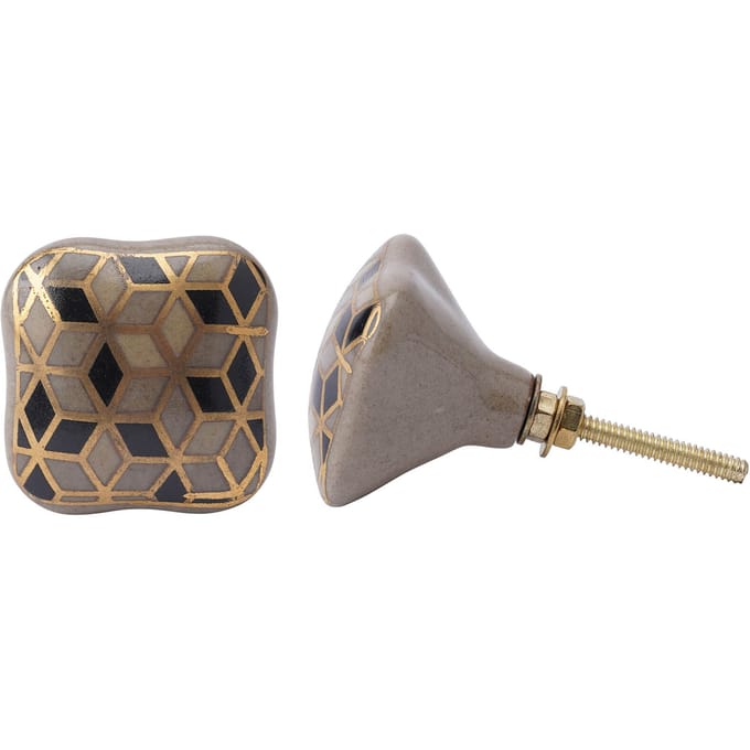 Black and Gold Ceramic Drawer Pull