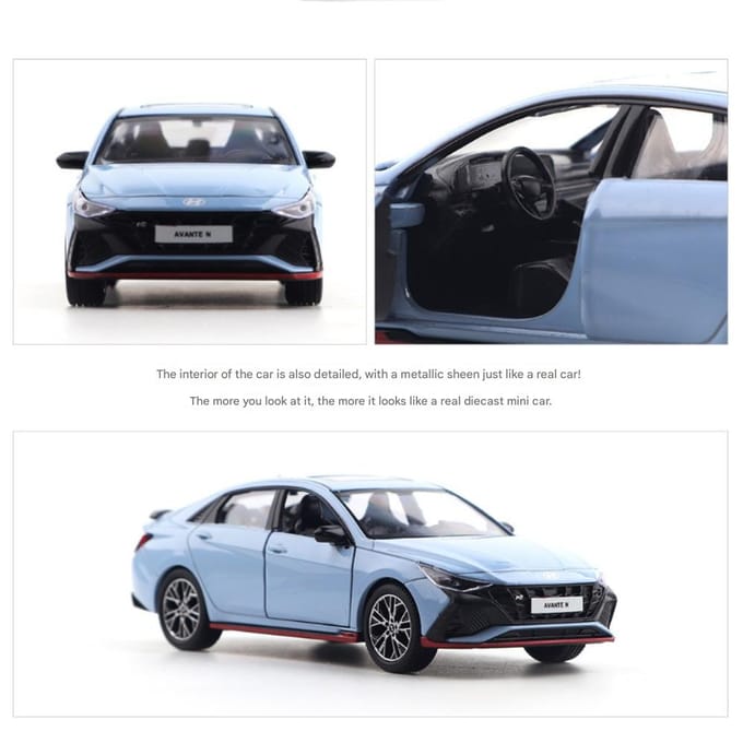 Hyundai Avante N Facelift 1:38 Diecast Modelauto Blauw Pull Back Speelgoed gray