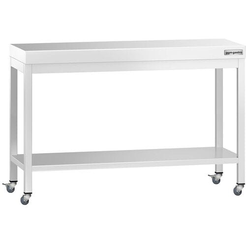 GGM Gastro Edelstahl Arbeitstisch PREMIUM - 1200x700mm - mit Grundboden & Rollen