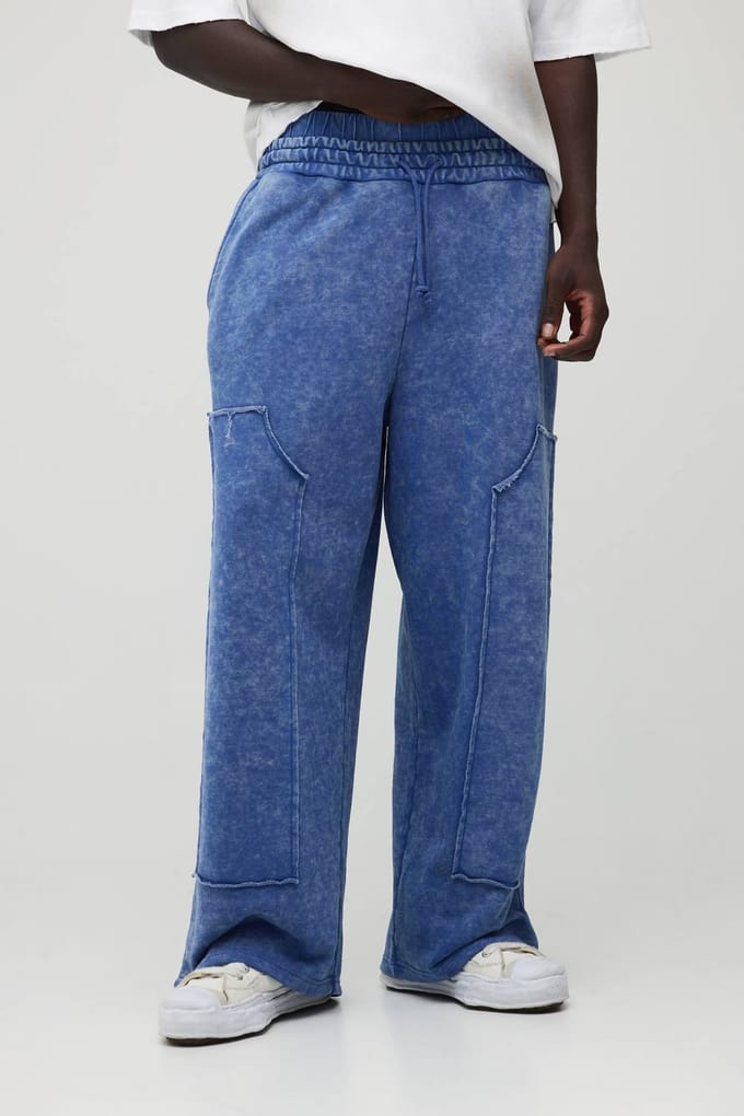 Wijde Pijpen Gewassen Timmerman Joggingbroek | Cobalt | Size Medium