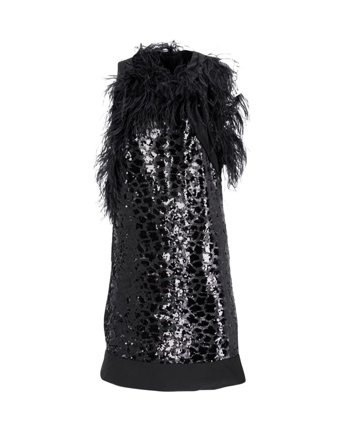 Boss mouwloze jurk met pailletten in zwarte viscose
