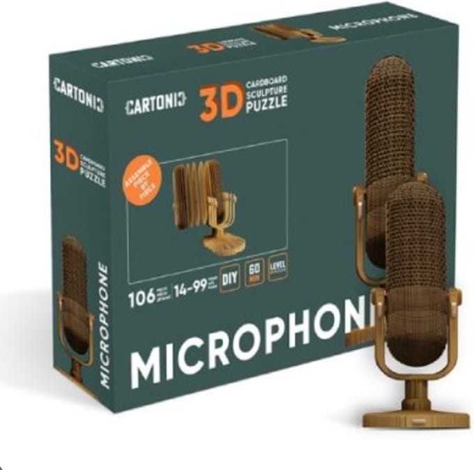 CARTONIC-3D puzzel- Microphone-3D puzzel- Speelgoed- Puzzel-DIY- Creatief- Karton- Kinderen en volwassen- 3D- puzzel