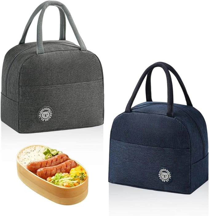 Isolerende Lunchtas Set van 2, Vouwbare Thermische Tas, Compacte Koeltas voor Werk, School en Kamperen
