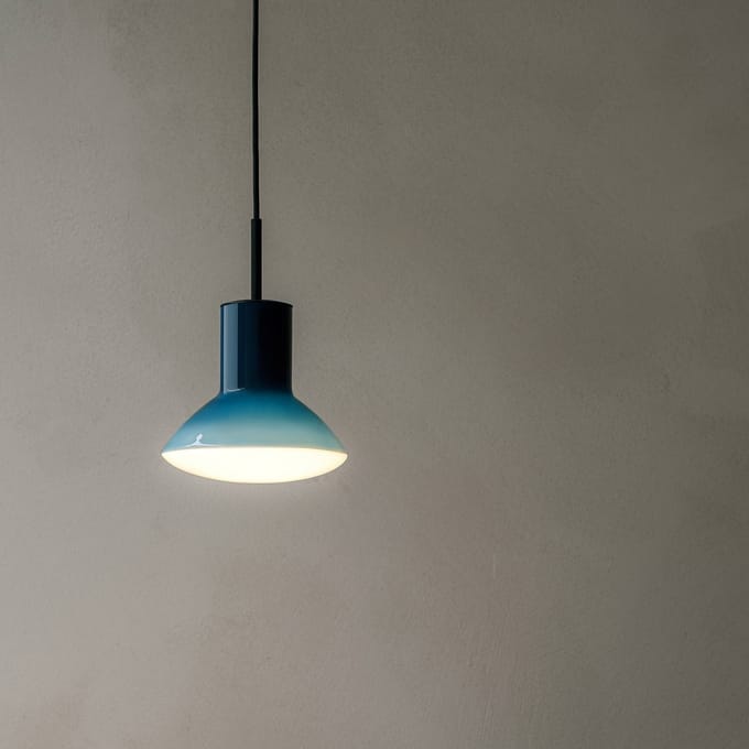 Grupa Onda hanglamp, blauw, Ø 17 cm, glas, GU10