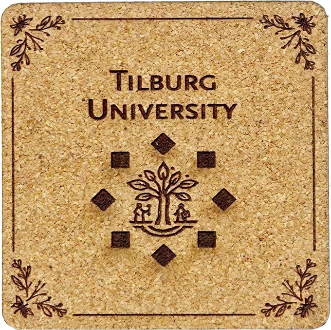 Kurken Onderzetter Tilburg University - Glazen Onderzetters - Gegraveerd - Tilburg University