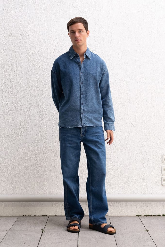Heren Katoenen Jacquard Gabardine Shirt