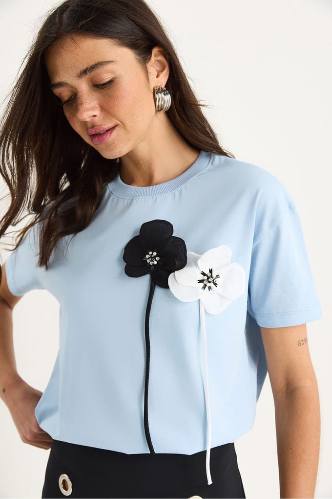 Bloemendruk Korte Mouwen T-shirt