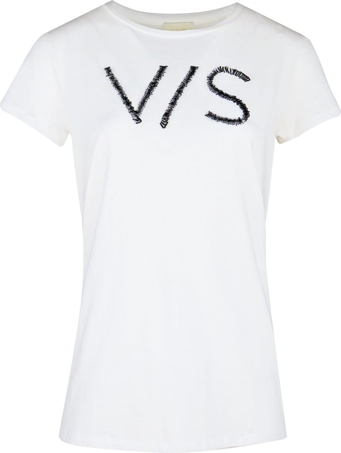 Verysimple • off white t-shirt met v/s • maat IT40 (XS)