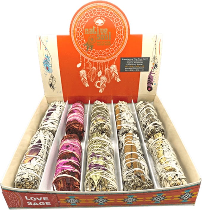 Native Soul Love Salie smudge sticks - 10 stuks met display