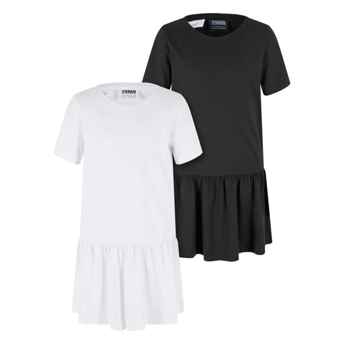 Urban Classics - Valance Tee 2-pack Kinder Korte jurk - Kids 110/116 - Wit/Zwart