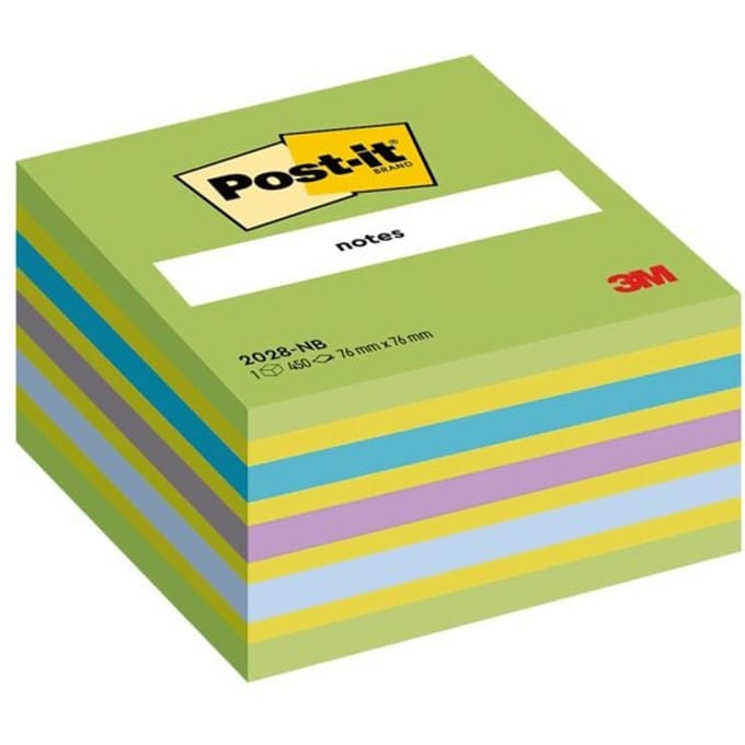 Post-it® Notes, Kubus, Neon Blauw/Groen, 76 x 76 mm, 450 Blaadjes/Kubus