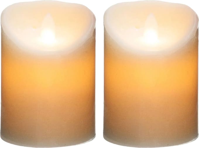 Atmosphera Led stompkaarsen - 2x stuks - Warm licht - Wit