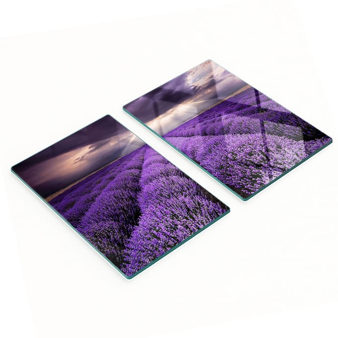 Multifunctionele decoratieve glazen keukenplanken met lavendelmotief, 2x40x52 cm
