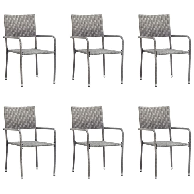 vidaXL - Tuinstoelen - 6 - st - stapelbaar - poly - rattan - grijs