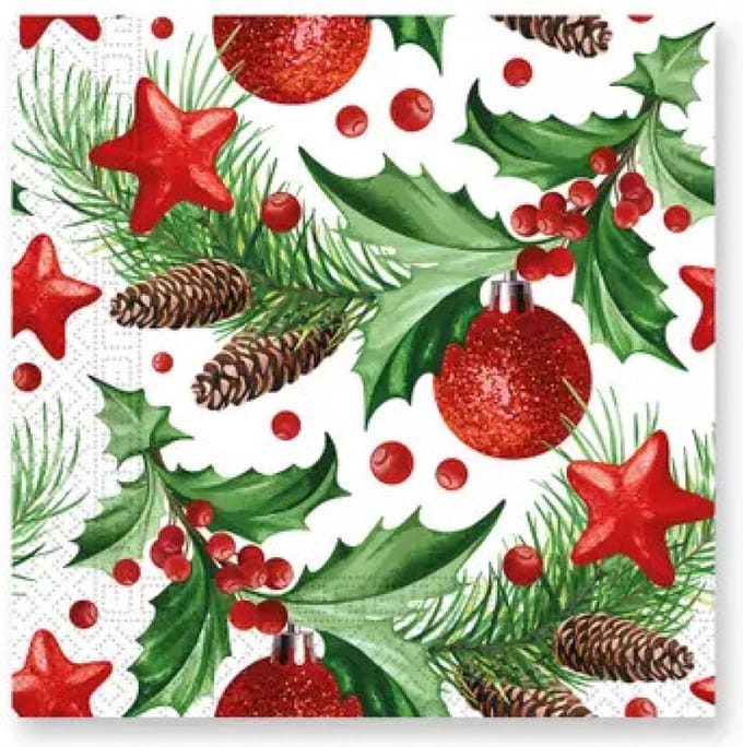 Kerst servetten Dennenappels - Kerstservet - 2 x 20 stuks, 33x33 cm