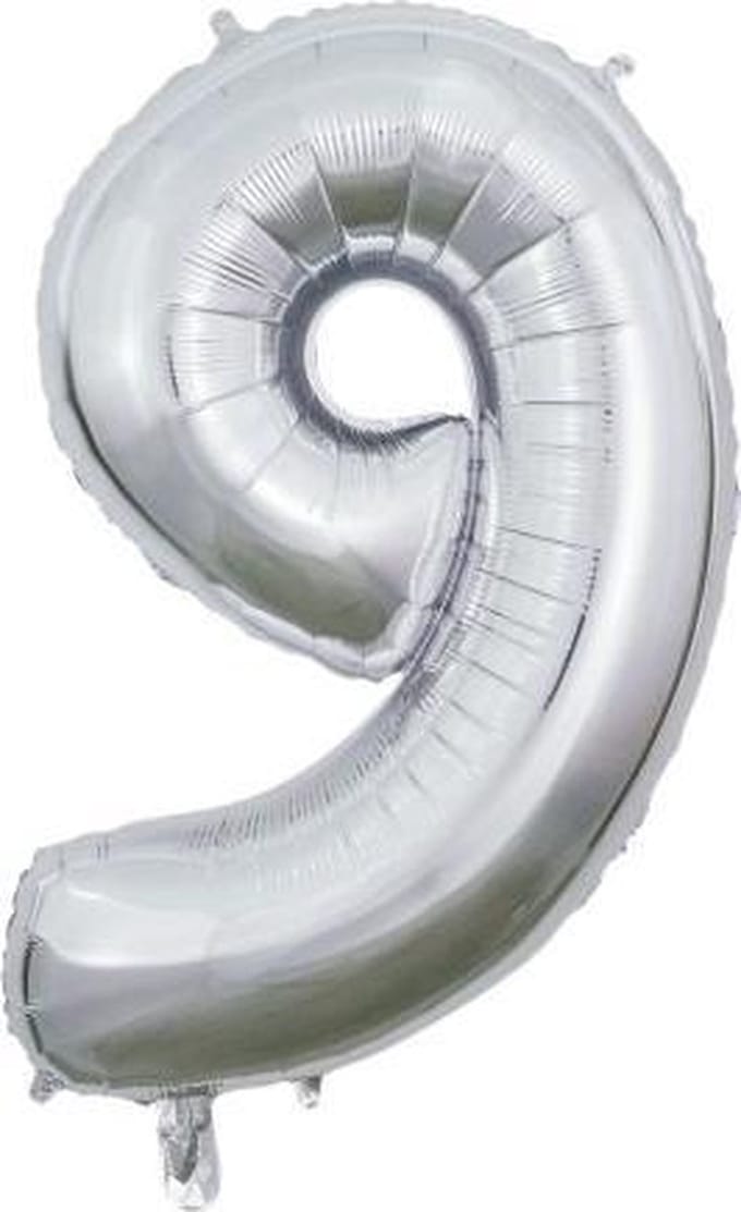 Wefiesta Cijferballon 9 Folie 66 Cm Zilver