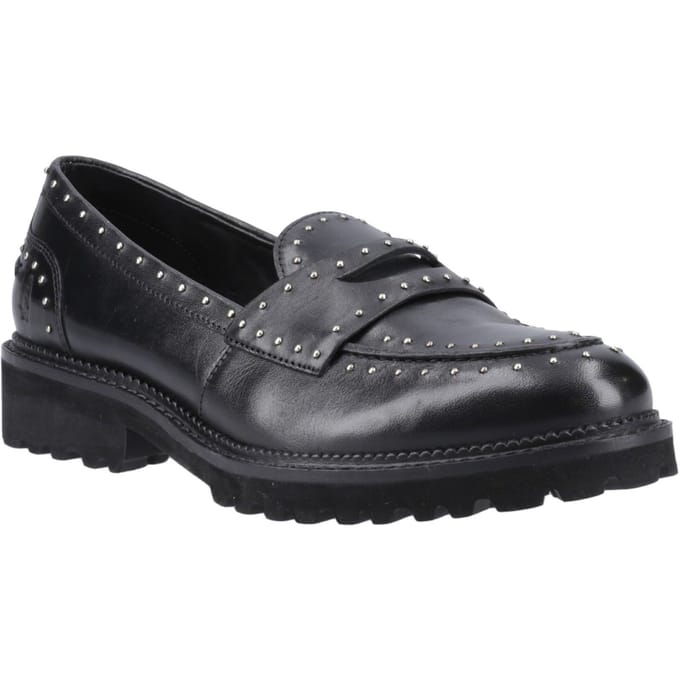 Hush Puppies Genie Leren Dames Zwarte Standaard Instappers