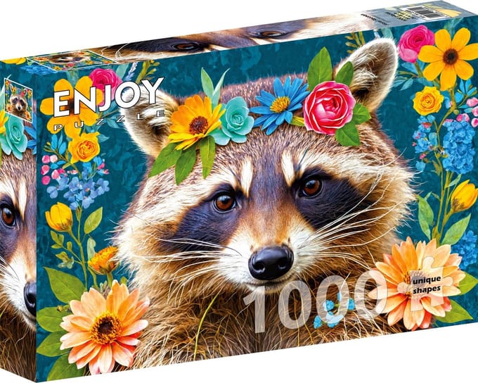 Floral Raccoon Puzzel 1000 Stukjes