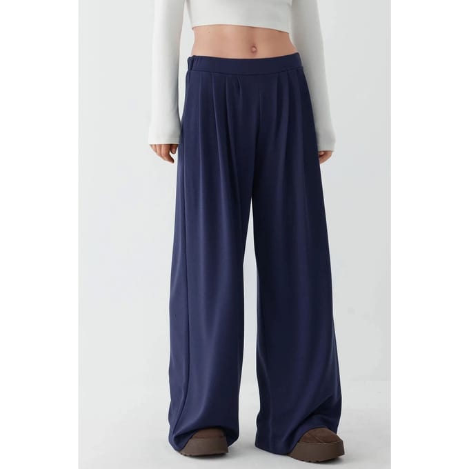 Zachte Aanraak Geplooide Wijde Pantalon