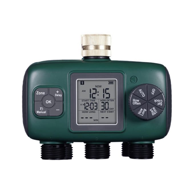 Watergeef Timer LCD Display Messing Klep Irrigatie Timer 3 Uitgangen Timer voor Tuinirrigatie gray