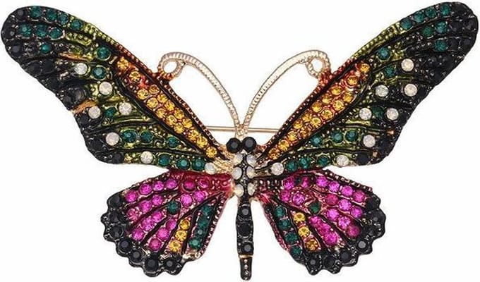 Fako Bijoux® - Broche - Vlinder - 76x44mm - Groen/Paars