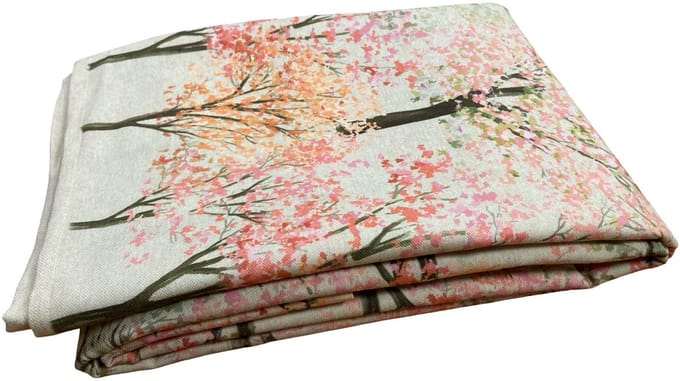 Tafelkleed Sakura - 140x320 cm - Linnenlook - Bloesem rand