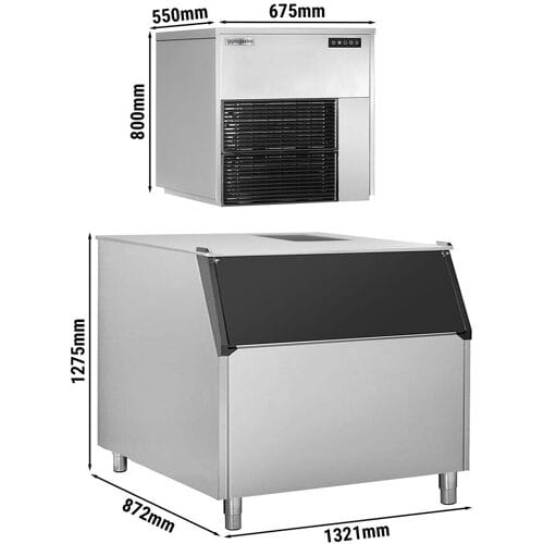 GGM Gastro Flockeneisbereiter - 565 kg / 24 h - inkl. Eisvorratsbehälter Zilver