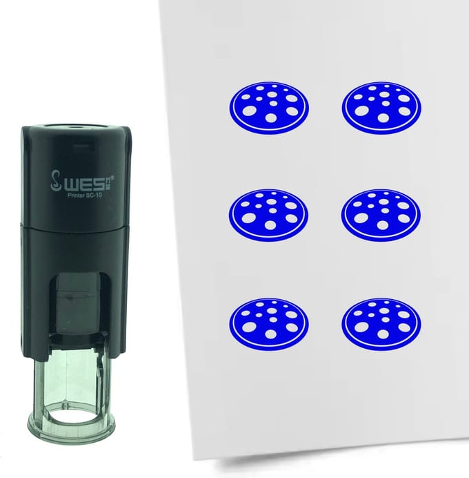 CombiCraft Stempel Pizza 10mm rond - blauwe inkt