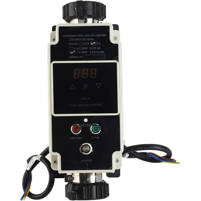 2,7 tot 3,3 kW Zwembadverwarmer Elektrische Zwembadwaterverwarmer Jacuzzi Thermostaat met Digitaal black