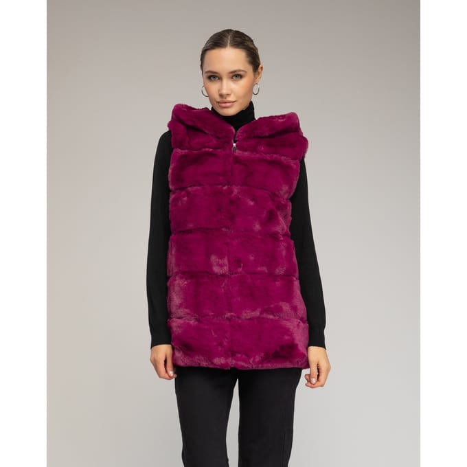 Leren vest met capuchon