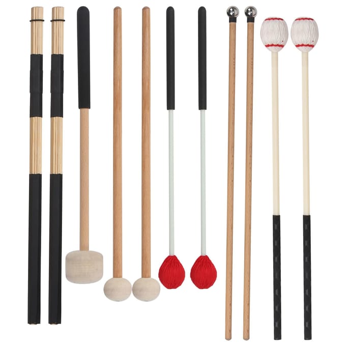 Ensemble de 11 baguettes de batterie Caisse claire Percussion Marteau d'accordage Accessoires d'entraînement d'instruments beige