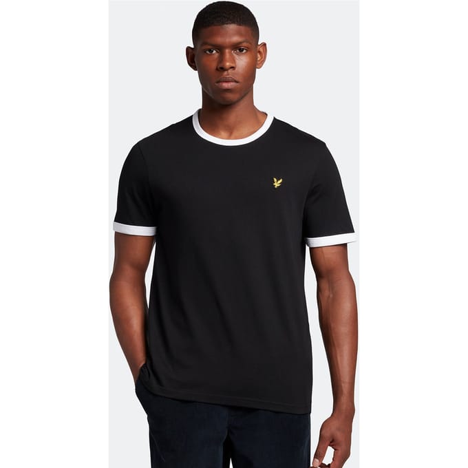 Lyle & Scott ringer-T-shirt in zwart