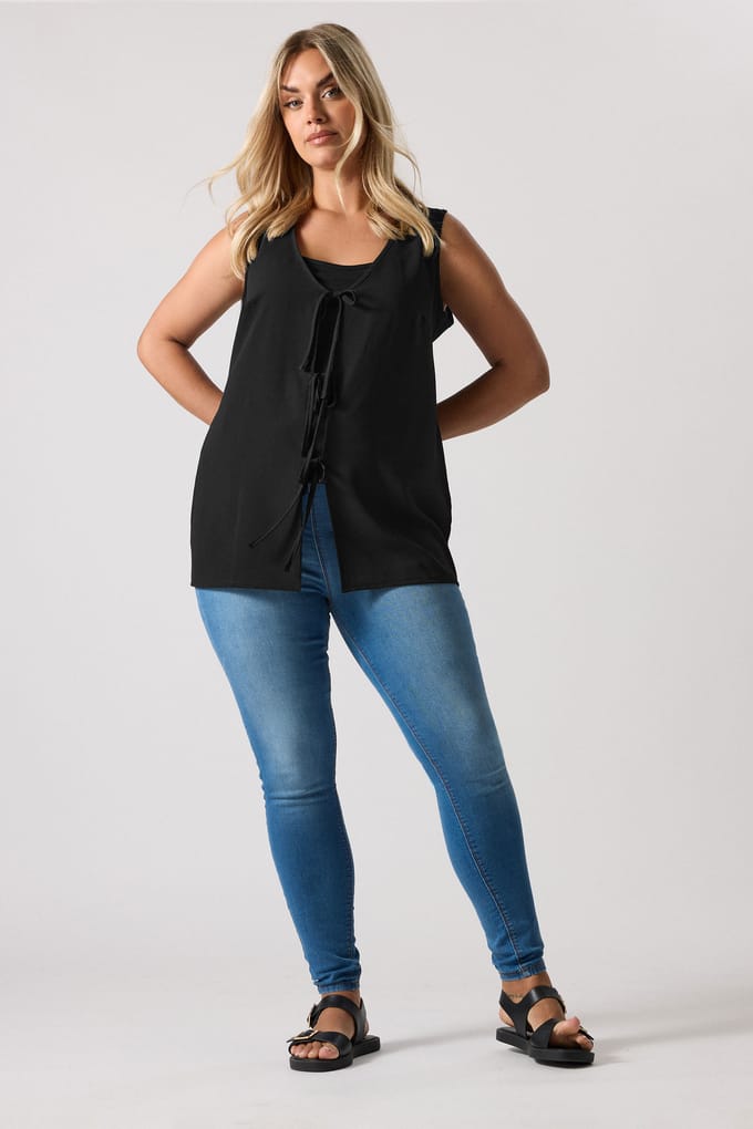 Yours Zwart Strikje Voorvest Size 48