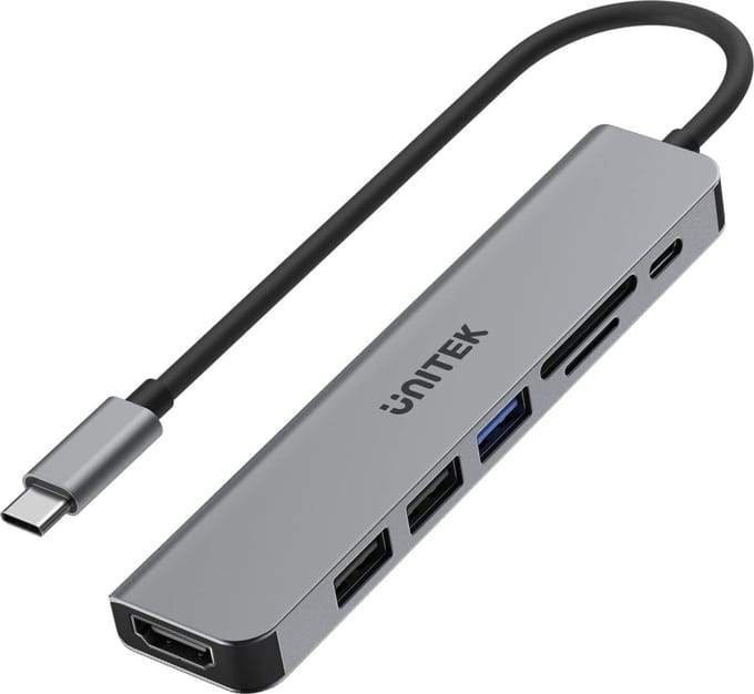 Unitek Hub USB-C aluminium 7w1