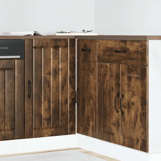 vidaXL - Onderkast - Lucca - bewerkt - hout - gerookt - eikenkleurig