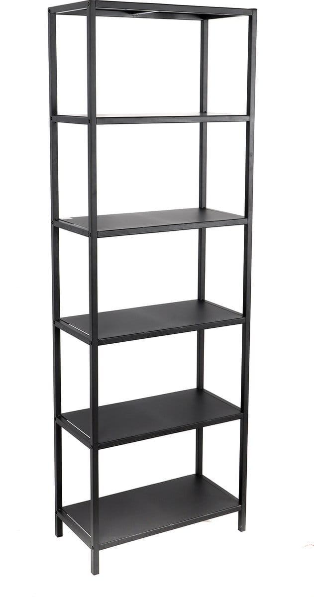 "MADISON" BOEKENKAST 6 PLANKEN IN ZWART METAAL 60X30XH180CM