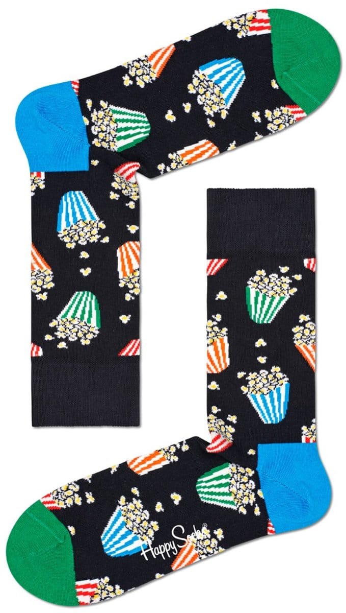 Happy Socks unisex sokken popcorn zwart