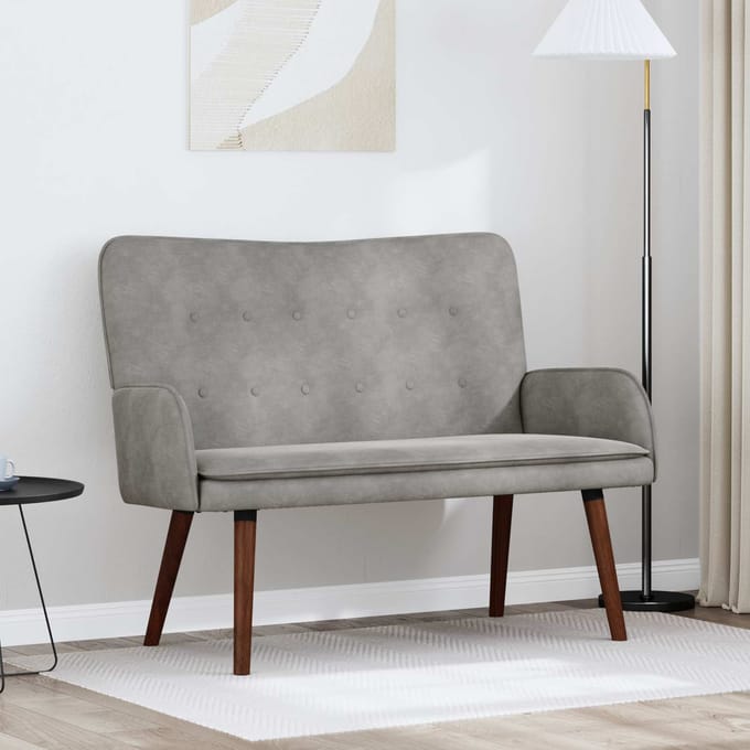 vidaXL - 2-Zits - Sofa - Lichtgrijs - 115 - x - 61 - x - 87 - cm - fluweel
