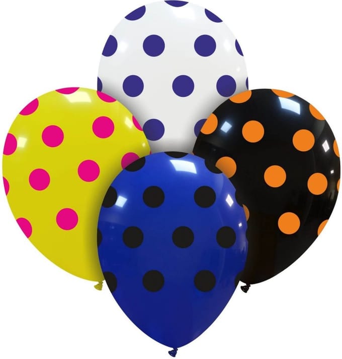 Mixed polka dots Ballonnen, 6 stuks, 30 cm
