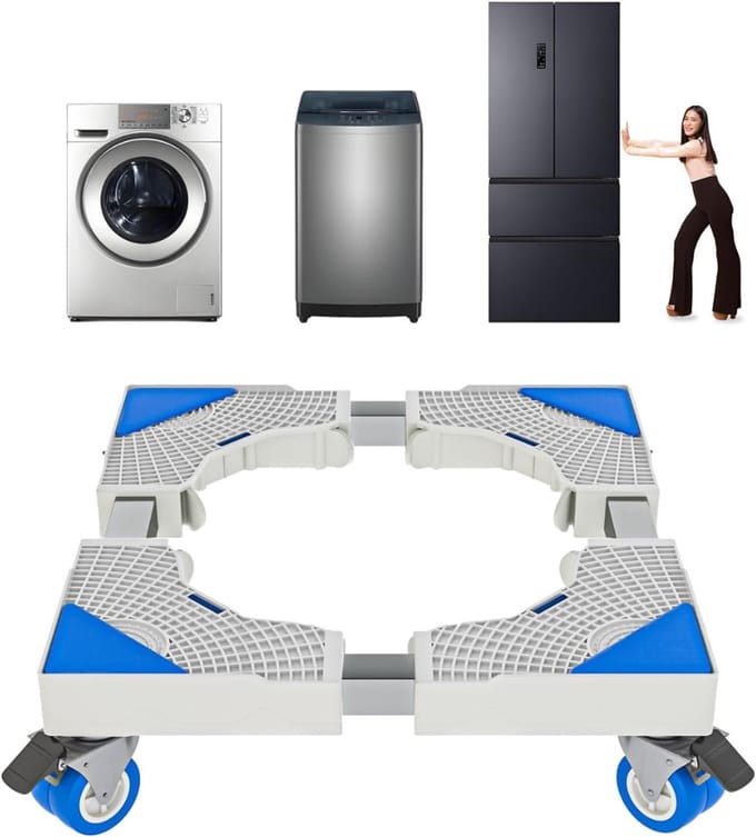Wasmachine Verhoger - Ombouw - Kast -Lichtgrijs en blauw