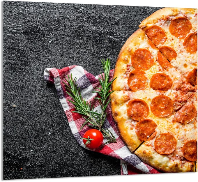 TMK ArtDeko Serie - Glasplaat voor Keuken - 65x60 cm - Pizza